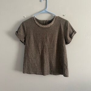 Elegant gray Beaded Women's Top